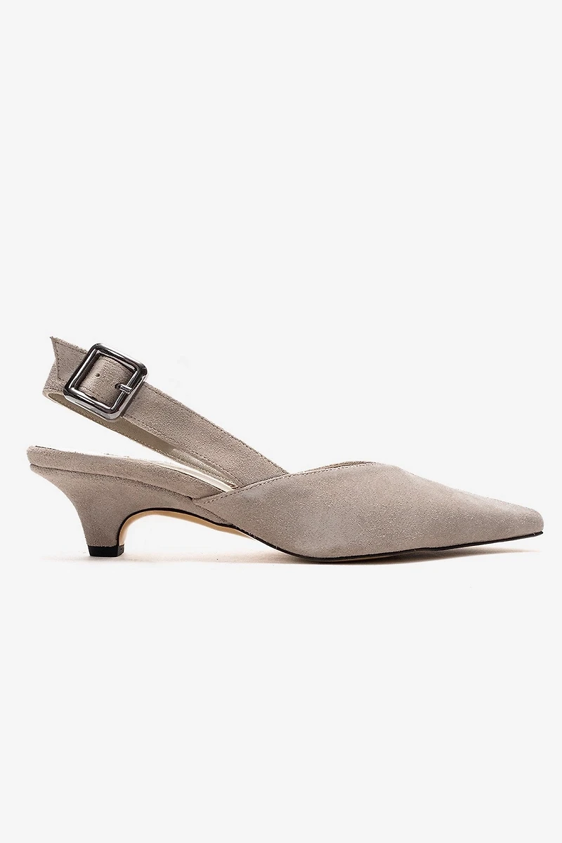 Forever & Always Womens Dioris Leather Slingback Kitten Heel Pump