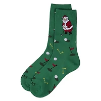 MeMoi Women's Golfing Santa Holiday Crew Socks