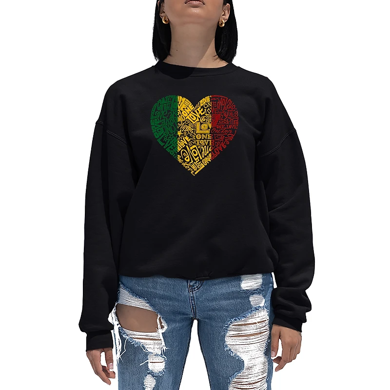 LA Pop Art One Love Heart - Women's Word Crewneck Sweatshirt