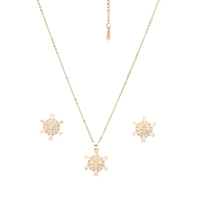 AGP PARIS Golden Stardust Womens Necklace and Earrings Set