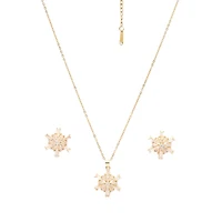 AGP PARIS Golden Stardust Womens Necklace and Earrings Set