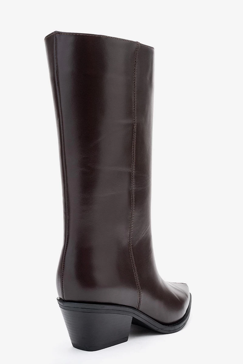 Forever & Always Womens Juana Leather Pointed Toe Boot