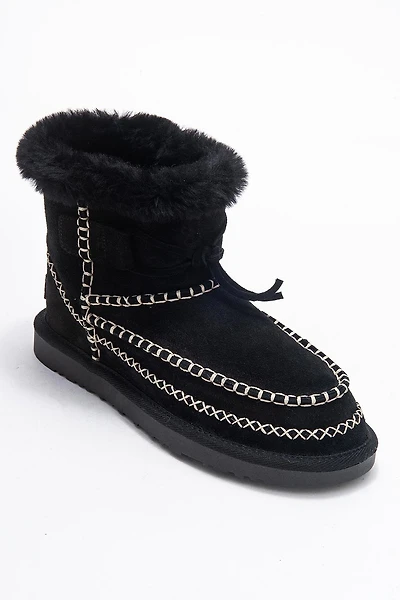 Forever & Always Womens Jorel Leather Fur Lined Ankle Boots