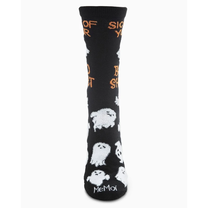 MeMoi Sick of Your Boo Sheet Ghostly Crew Socks