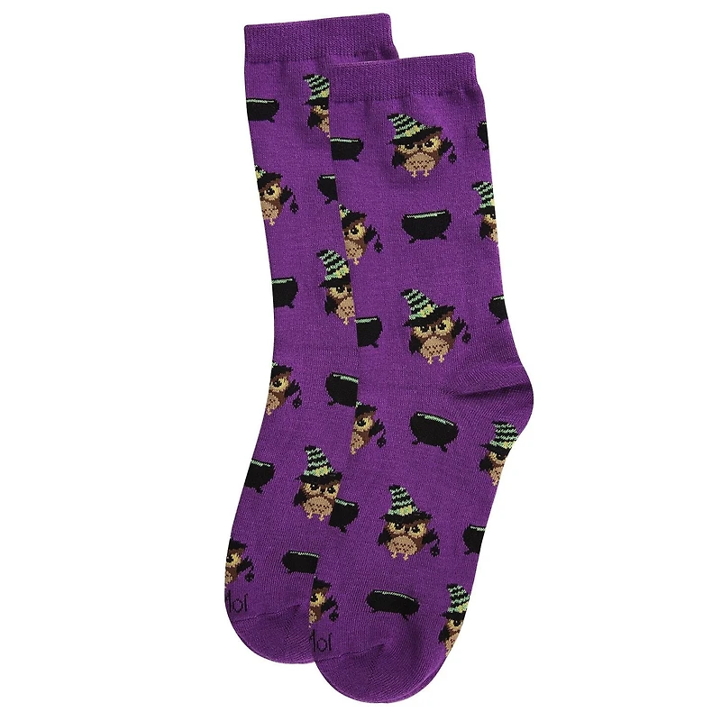 MeMoi Women's Witchy Owl Festive Crew Socks