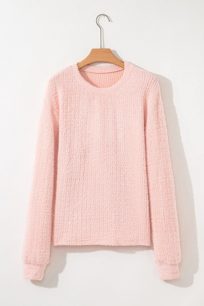 Threaded Pear Women's Ivy Fuzzy Ribbed Texture Long Sleeve Top
