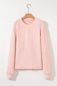 Threaded Pear Women's Ivy Fuzzy Ribbed Texture Long Sleeve Top