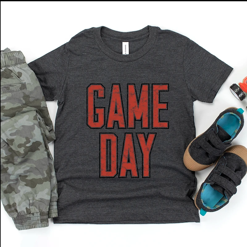 The Juniper Shop - Youth Short Sleeve Graphic T-Shirt Game Day Outlined Distressed