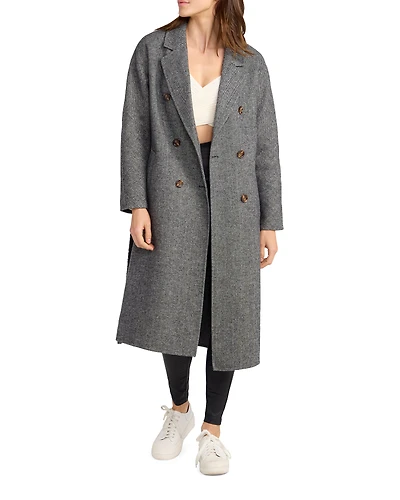 Belle & Bloom Womens Standing Still Wool Blend Belted Coat