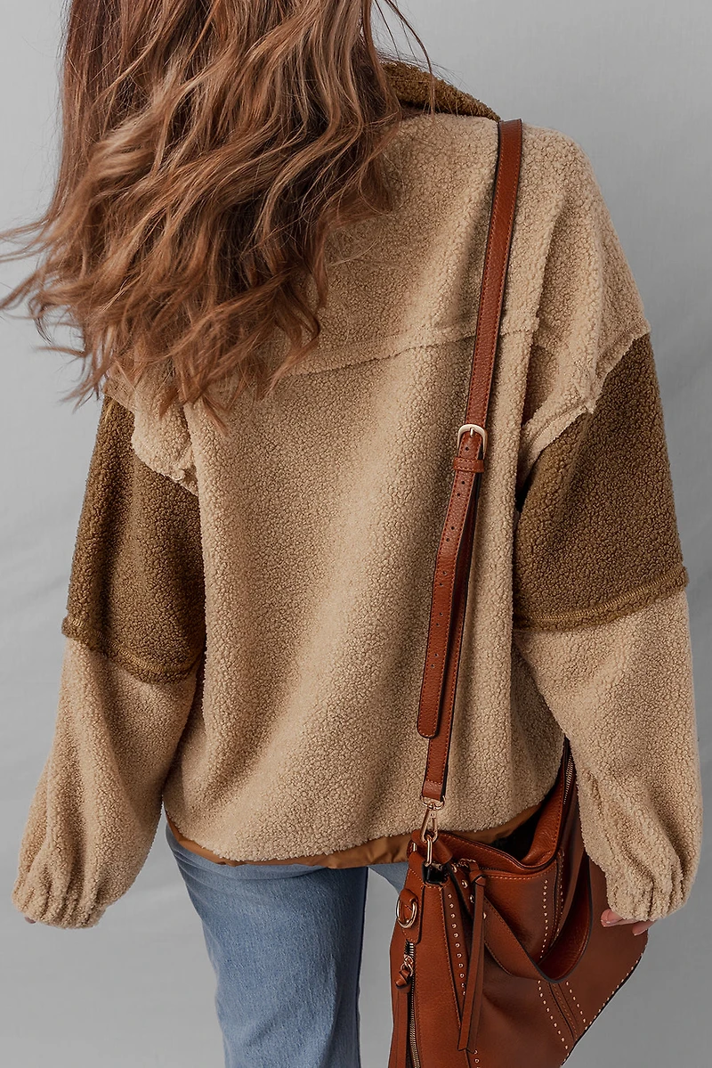 Threaded Pear Women's Adaline Patchwork Half Sherpa Sweatshirt