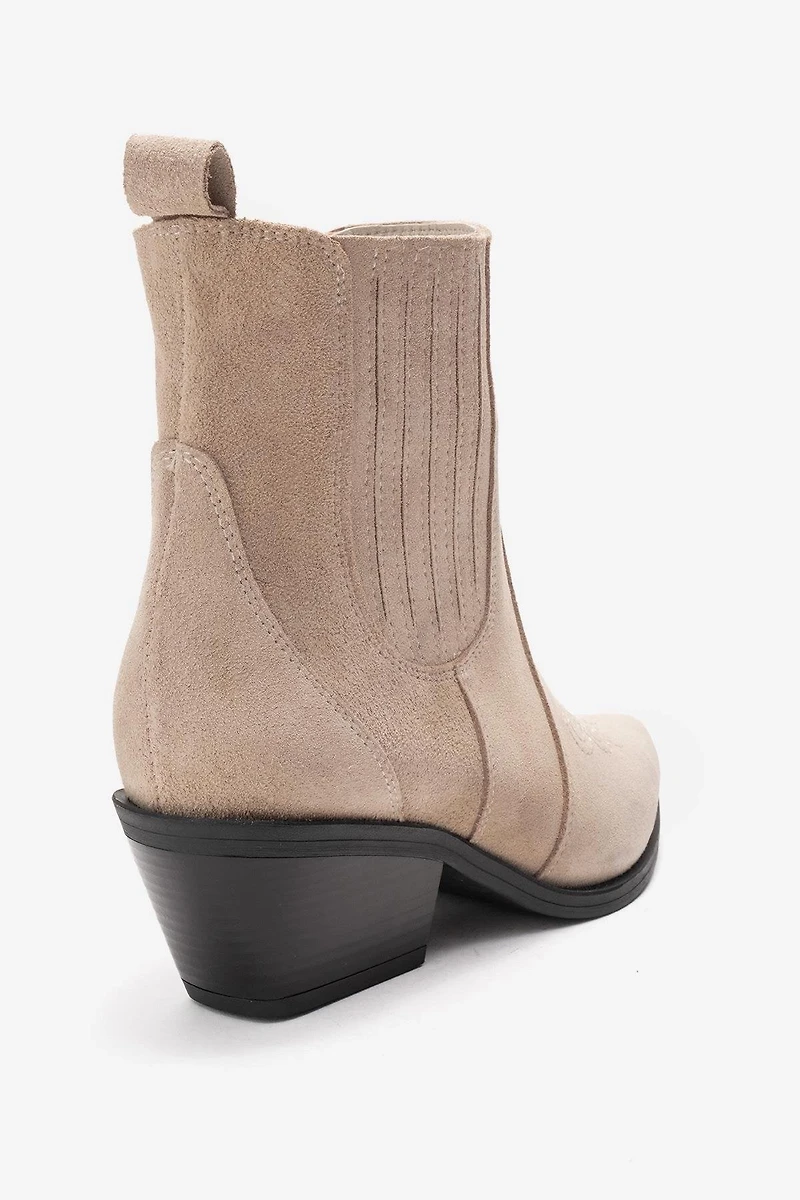 Forever & Always Womens Julieta Leather Block Heel Western Boots