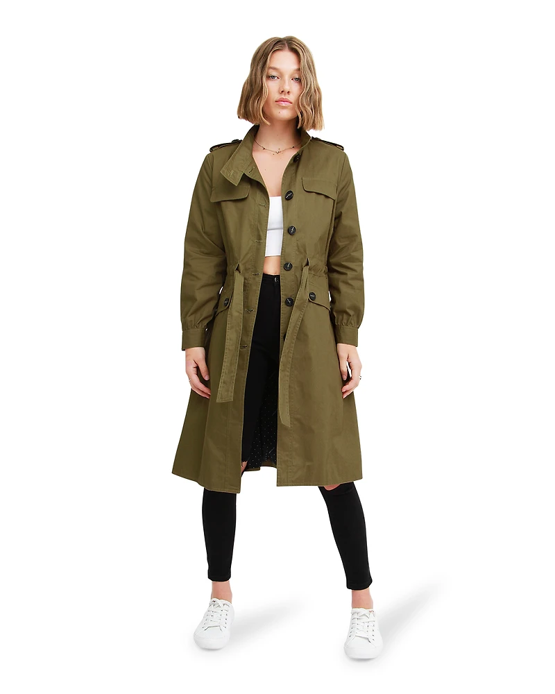 Belle & Bloom Womens Carlisle Button Front Trench Coat