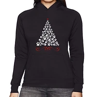 LA Pop Art Paw Christmas Tree - Women's Word Hooded Sweatshirt