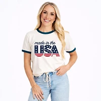 Simply Sage Market - Made The USA Blue Women's Ringer Graphic T-Shirt