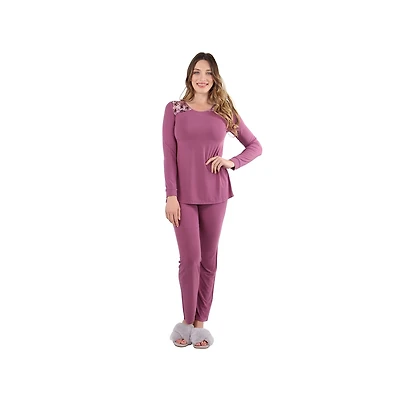Women's Enchanted Romance Floral Embroidered Pajama Set