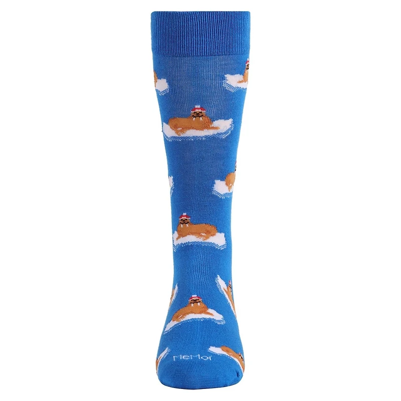 MeMoi Men's Festive Walrus Novelty Crew Socks
