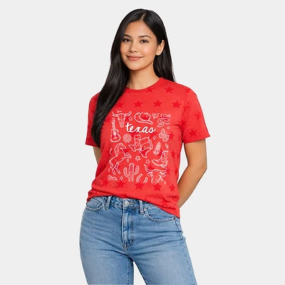 Simply Sage Market - Texas Sketched Collage Women's Short Sleeve Star Tee