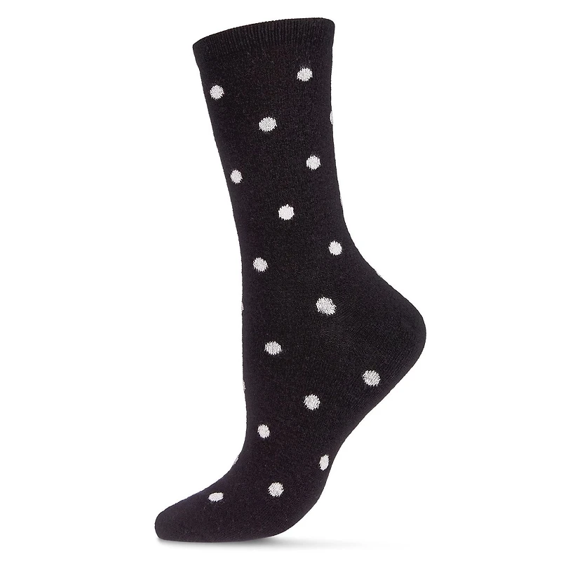 MeMoi Women's Pretty Polka Dots Cashmere Blend Crew Socks