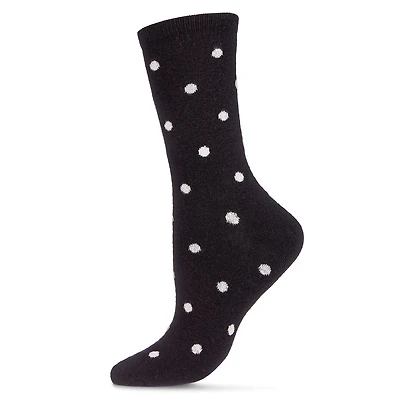 MeMoi Women's Pretty Polka Dots Cashmere Blend Crew Socks