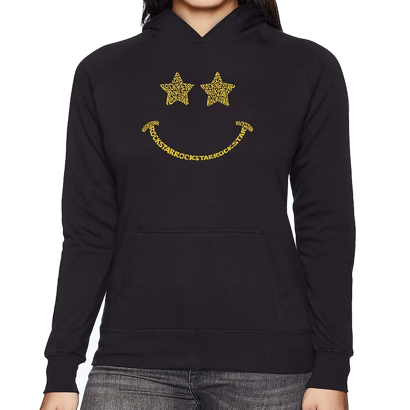 LA Pop Art Rockstar Smiley - Women's Word Hooded Sweatshirt