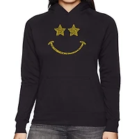 LA Pop Art Rockstar Smiley - Women's Word Hooded Sweatshirt