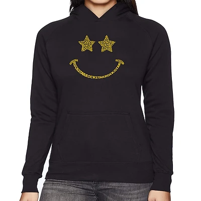 LA Pop Art Rockstar Smiley - Women's Word Hooded Sweatshirt