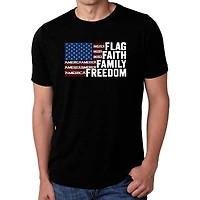 LA Pop Art Men's Cotton/Poly Blend Word T-Shirt - Faith Flag