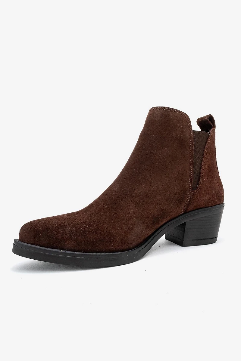 Forever & Always Womens Dovena Leather Block Heel Ankle Boots