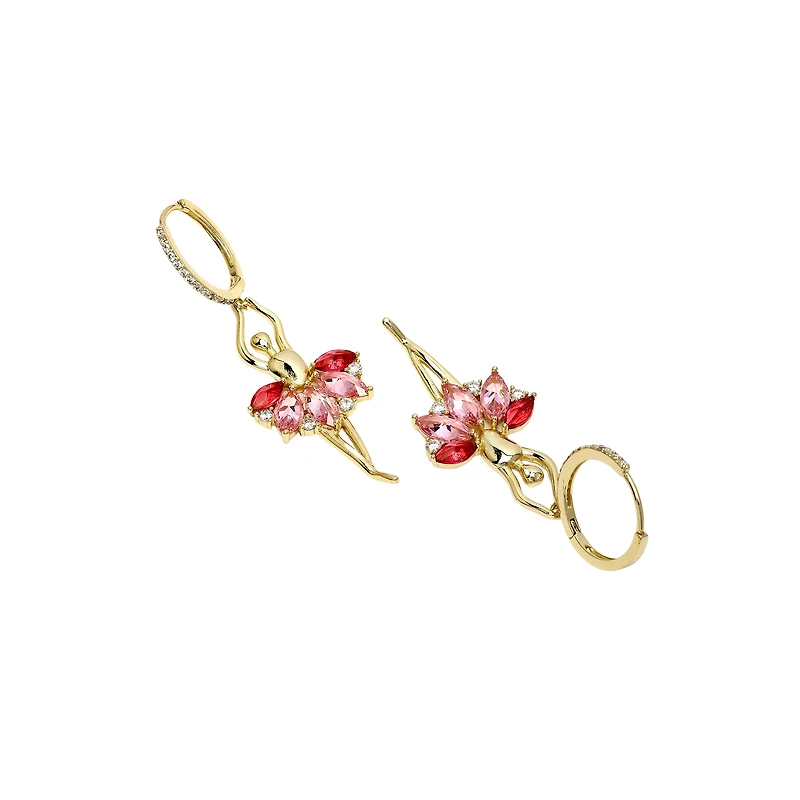AGP PARIS Womens Diva Ballet Dancer Pink Drop Earrings