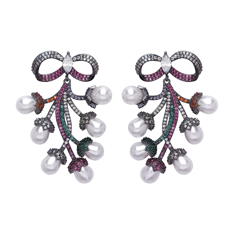AGP PARIS Womens Diva Bow Shaped Grapevine Drop Earrings