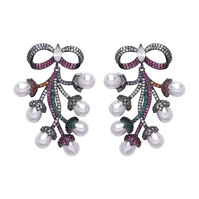 AGP PARIS Womens Diva Bow Shaped Grapevine Drop Earrings