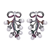AGP PARIS Womens Diva Bow Shaped Grapevine Drop Earrings