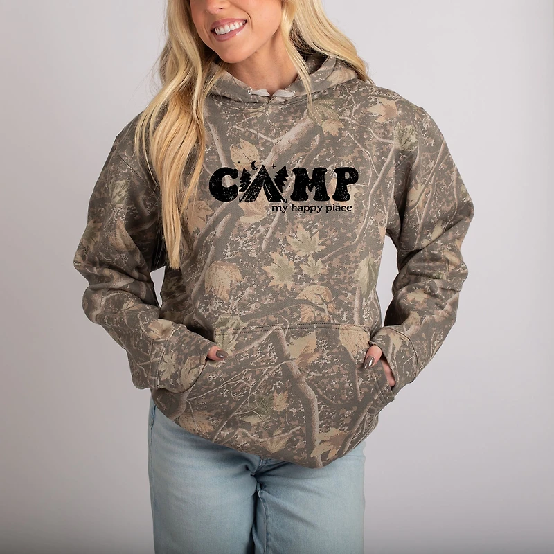 Simply Sage Market - Camp My Happy Place Camo Hoodie