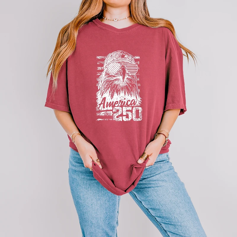 Simply Sage Market - America 250 Eagle Grunge Women's Garment Dyed Graphic T-Shirt