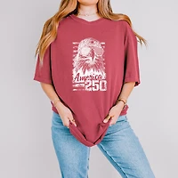 Simply Sage Market - America 250 Eagle Grunge Women's Garment Dyed Graphic T-Shirt