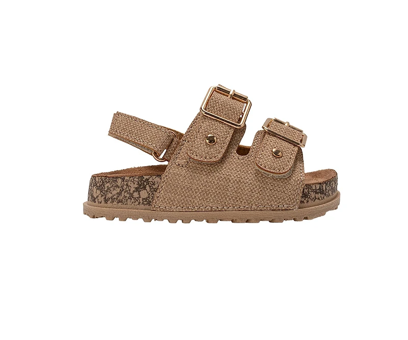 bebe Toddler Girl's Buckle Strap Sandals with Back and Charm Detail