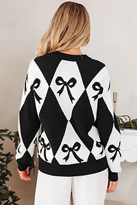 Threaded Pear Women's Daetta Rhombus Knit Loose Sweater