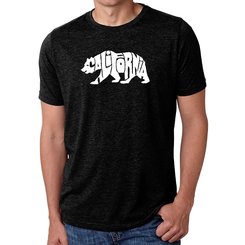 LA Pop Art Men's Cotton-Poly Word T-Shirt - California Bear