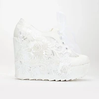 Forever & Always Womens Sheri Lace Bridal Platform Sneakers