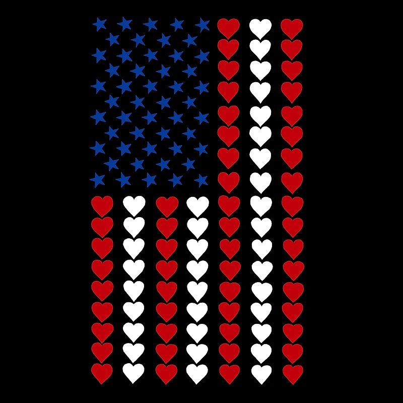 LA Pop Art Men's Cotton/Poly Blend Word T-Shirt - Heart Flag