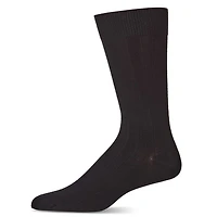 MeMoi Men's Bamboo Blend Solid Woven Ribbed Crew Socks