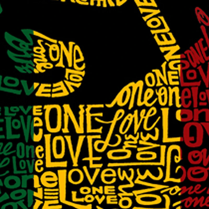 LA Pop Art Men's One Love Rasta Lion Word T-Shirt