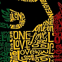 LA Pop Art Men's One Love Rasta Lion Word T-Shirt