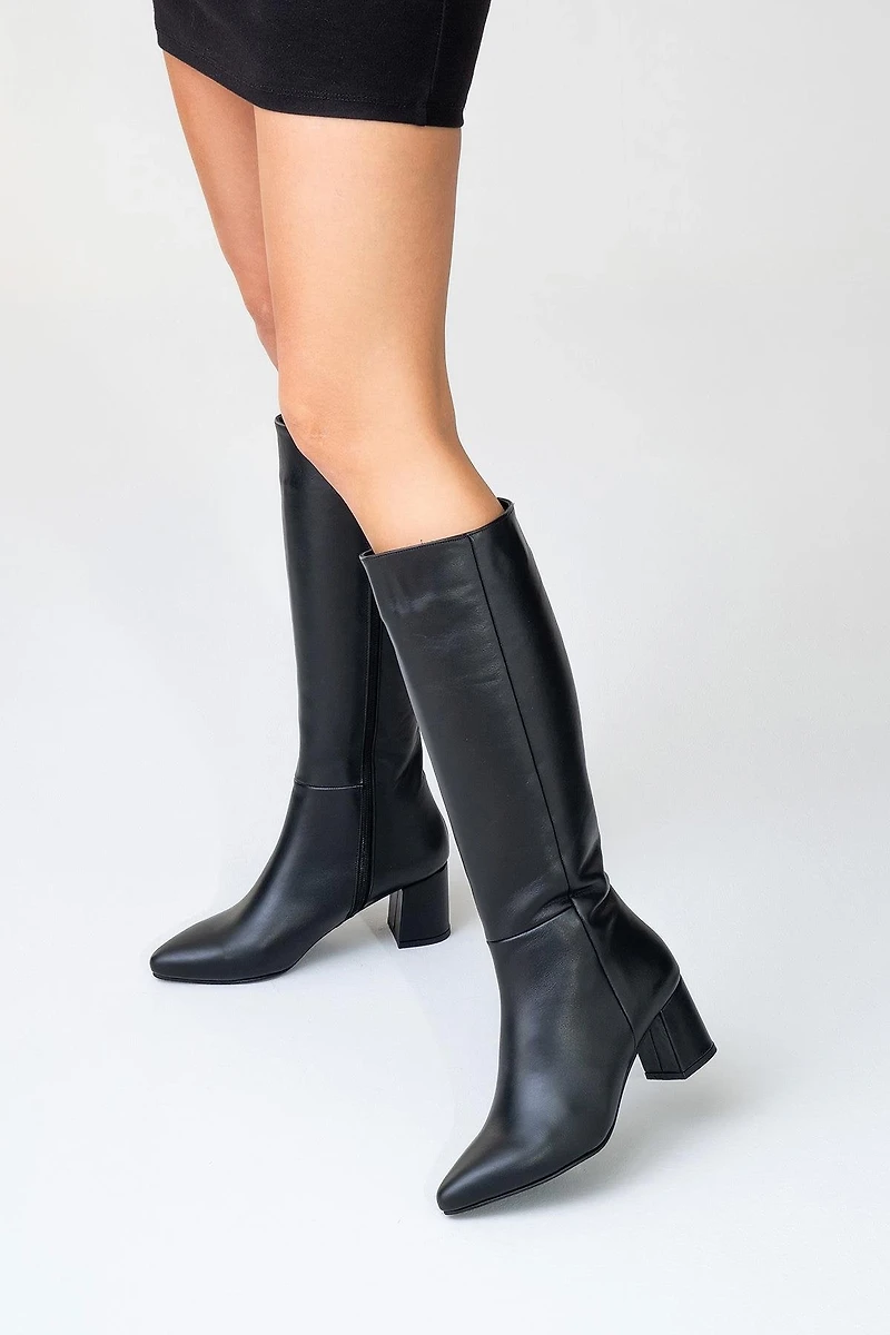 Forever & Always Womens Sejas Leather Block Heel Knee-High Boots