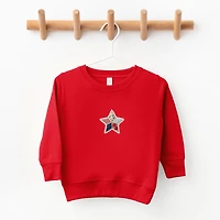 The Juniper Shop - Patriotic Star Faux Patchwork Print Toddler Graphic Sweatshirt