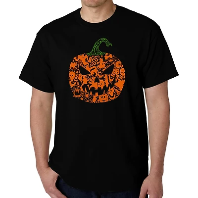 LA Pop Art Men's Halloween Pumpkin Graphic T-Shirt