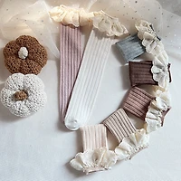 MyKids-USA Baby Kids Girls Lace Trim Patchwork Design Breathable Stocking Socks