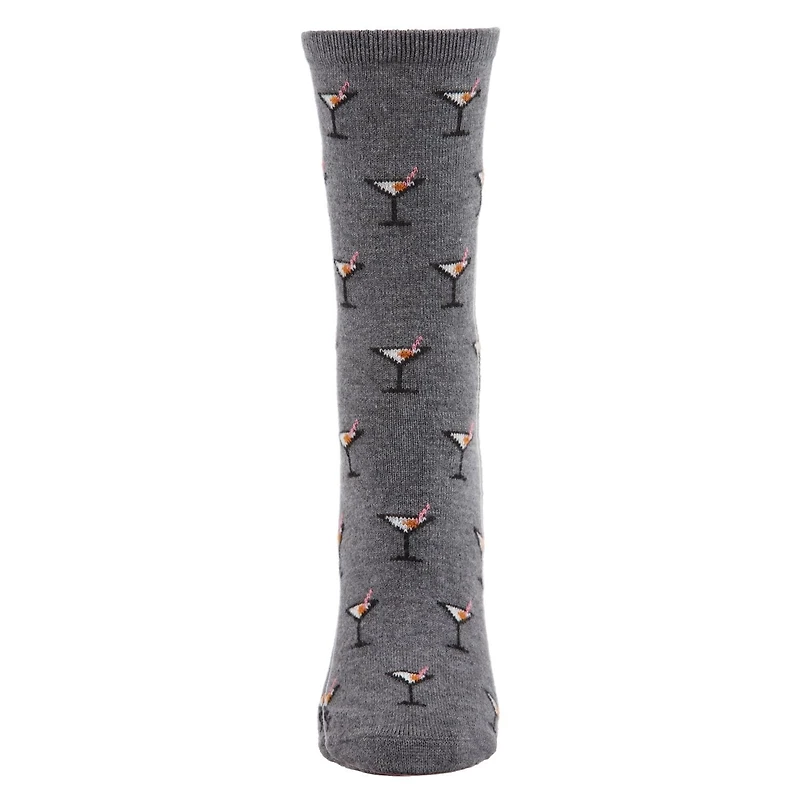 MeMoi Women's Soft Martini Cocktails Cashmere Blend Crew Socks