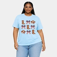 Simply Sage Market - Coquette Patriotic Cowboy Boots And Hats Chart Women's Plus Sized Garment Dyed Graphic T-Shirt