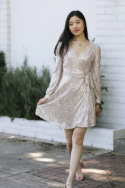 Francesca's Monique Linen Wrap Dress | Pacific City